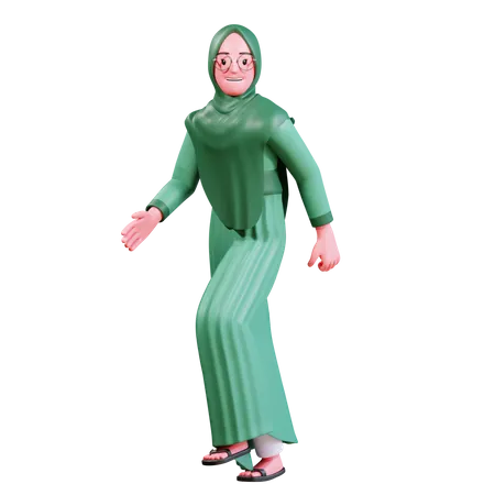 Glückliche muslimische Frau  3D Illustration