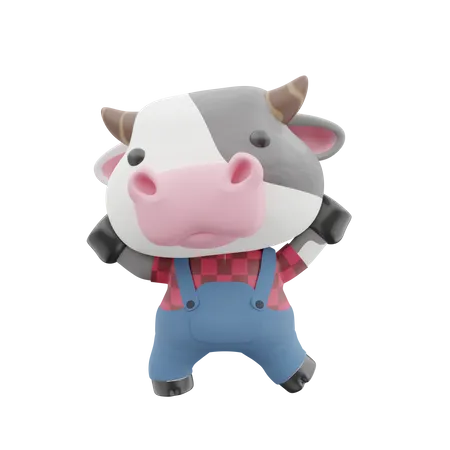 Glückliche süße Kuh  3D Illustration