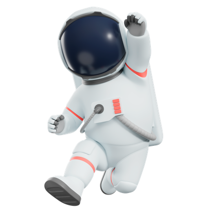 Glücklicher Astronaut springt  3D Illustration