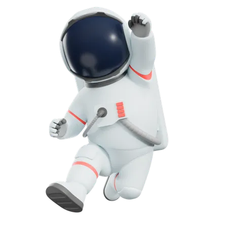 Glücklicher Astronaut springt  3D Illustration