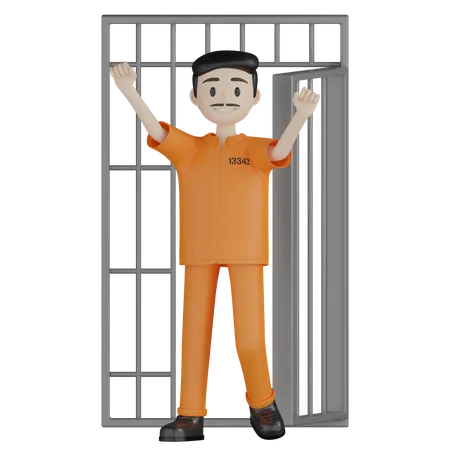 Glücklicher Gefangener gegen Kaution freigelassen  3D Illustration