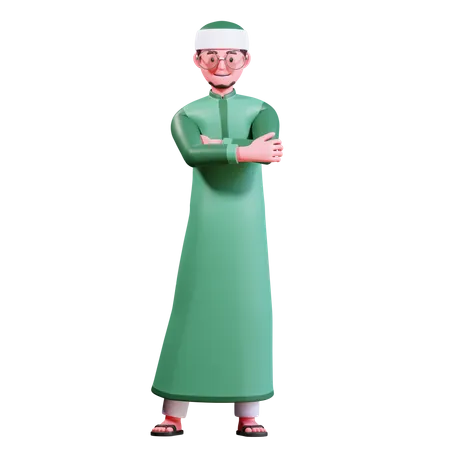 Glücklicher islamischer Mann  3D Illustration