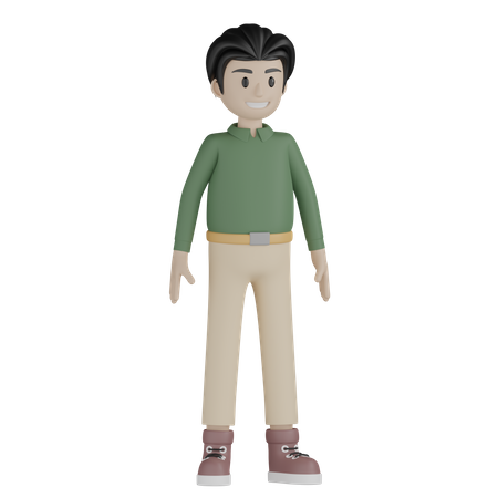 Glücklicher Mann in stehender Pose  3D Illustration