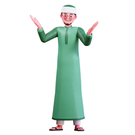 Glücklicher muslimischer Mann  3D Illustration