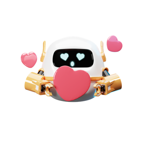 Glücklicher Roboter mit Liebe  3D Illustration