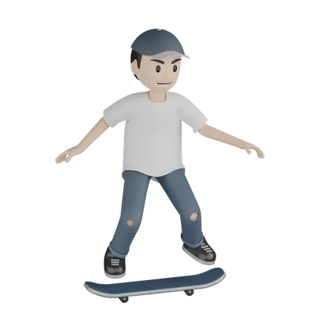 Lassiger Skater Boy Charakter 3D Illustration