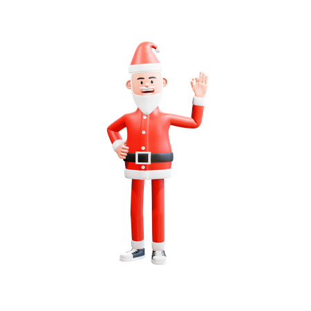 Glücklicher Weihnachtsmann gibt ok Zeichen Finger  3D Illustration