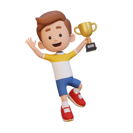 Glückliches Kind mit Trophäe  3D Icon