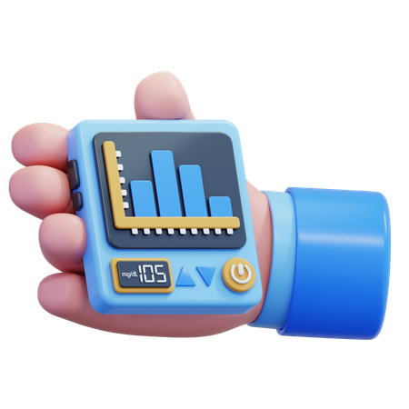 Glucose Meter Graph Hand  3D Icon