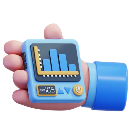 Glucose Meter Graph Hand  3D Icon