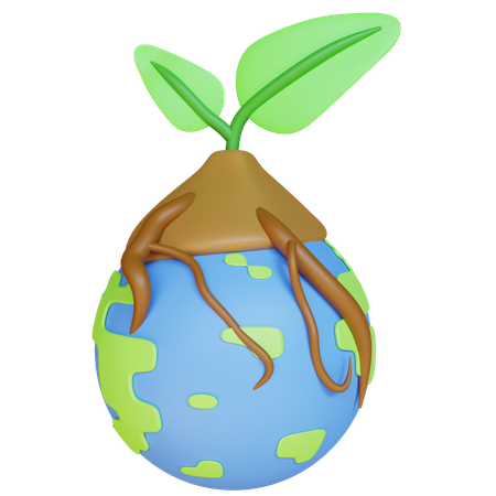 Go Green Earth With Plants 3D Illustration