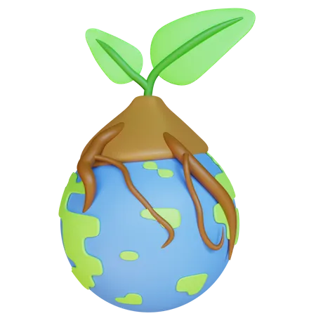 Go Green Earth With Plants  3D Illustration