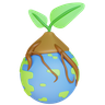 go green earth with plants emoji 3d