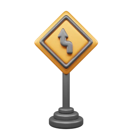 Go Left Straight  3D Icon