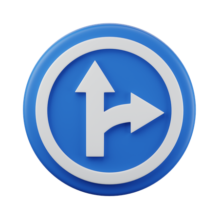 Go straight or turn right Sign 3d icon  3D Icon