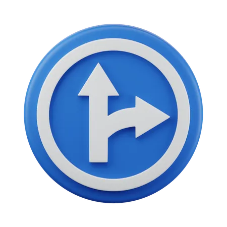 Go straight or turn right Sign 3d icon  3D Icon