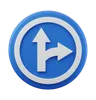 Go straight or turn right Sign 3d icon