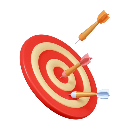 3 D Arrows Aims At A Dartboard Target Winning Situation Reach Goal Of Success Achievement Concept Icon Isolated On White Background 3 D Rendering Illustration Clipping Path 3D Icon