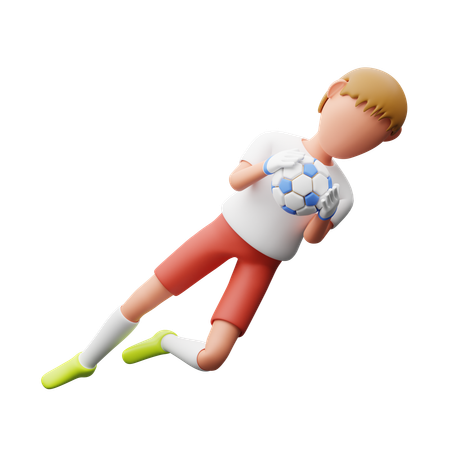 Goalkeeper catches the ball  3D Illustration