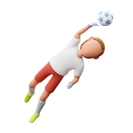 Goalkeeper dismissed ball  3D Illustration