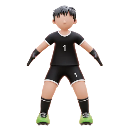 Goalkeeper Hits The Goal With Ball  3D Illustration