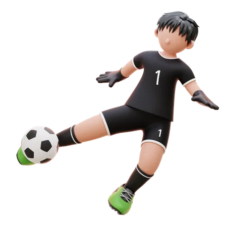 Goalkeeper Kicks The Ball  3D Illustration