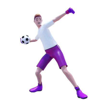 Goalkeeper Passing Ball  3D Illustration