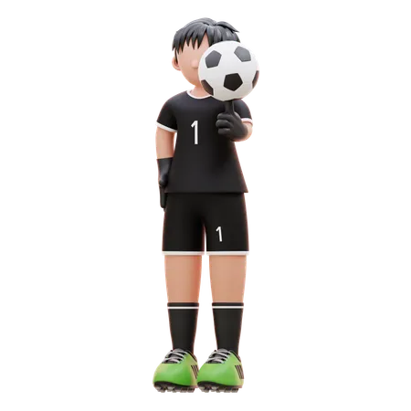 Goalkeeper Plays With Ball  3D Illustration