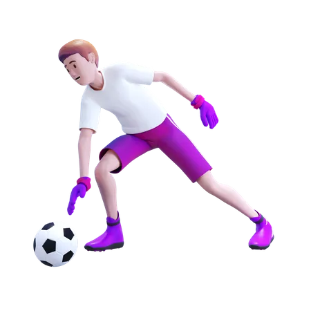 Goalkeeper Stop Ball  3D Illustration
