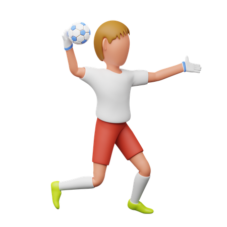 Goalkeeper throws ball  3D Illustration
