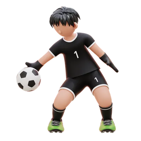 Goalkeeper Throws The Ball  3D Illustration