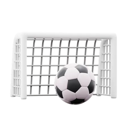 Football In Front Of Goalpost Field Equipment For Soccer Match Or Training Club 3 D Icon Illustration Render Design 3D Icon