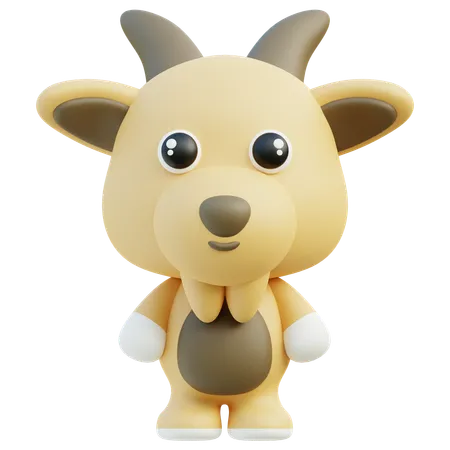 Cheerful 3 D Goat Character With Large Ears And A Happy Face 3D Icon
