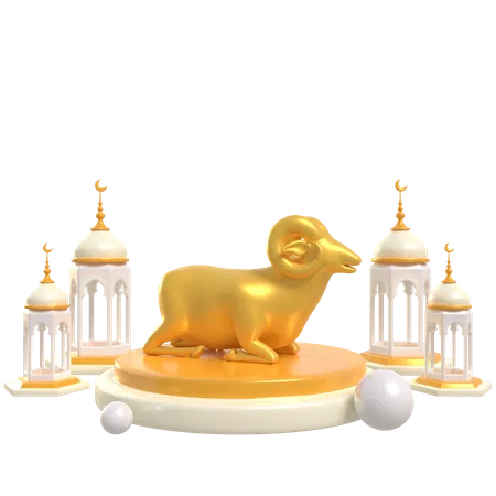 Goat Podium  3D Illustration