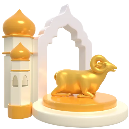 Goat Podium  3D Illustration