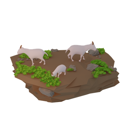 Goats looking for food  3D Illustration