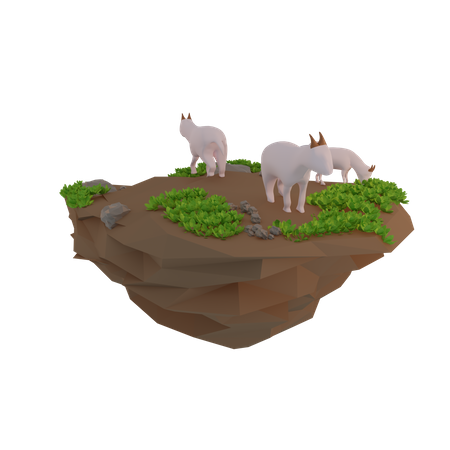 Goats looking for food  3D Illustration