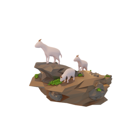 Goats looking for food  3D Illustration