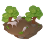 3d goats looking for food illustration