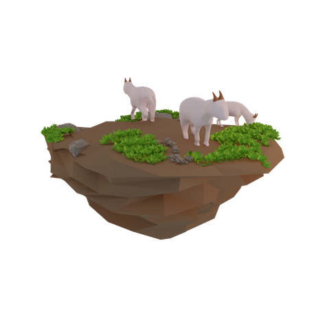Goats looking for food 3D Illustration