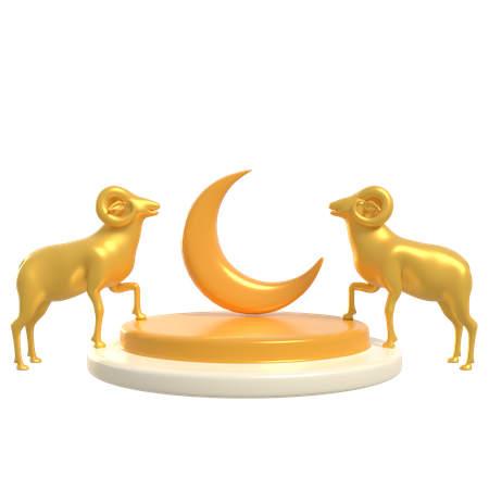Goats Podium  3D Illustration