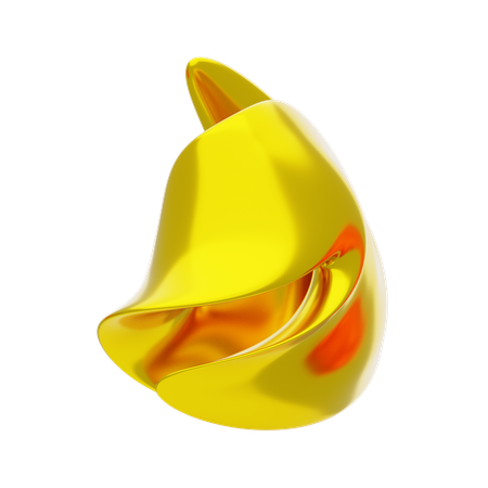 Gold Abstract Metalic Bending Shape  3D Icon
