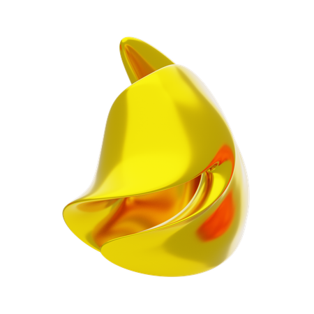 Gold Abstract Metalic Bending Shape  3D Icon