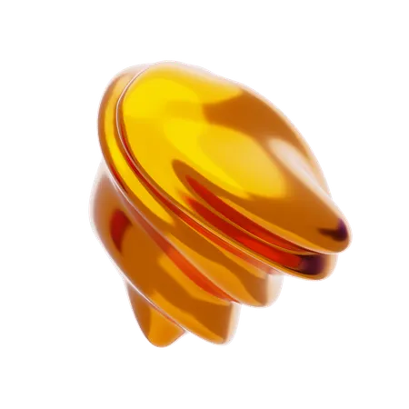 Gold Abstract Metalic Spiral Wavy Shape  3D Icon
