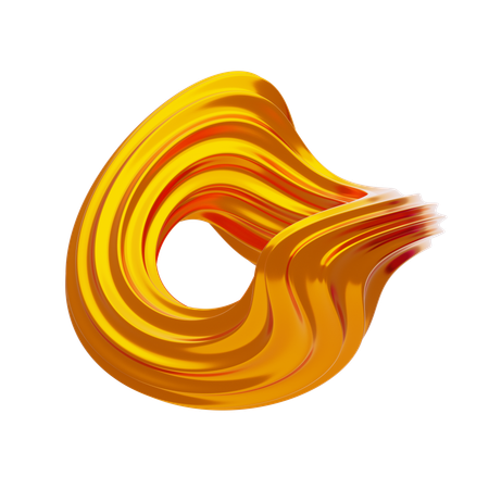 Gold Abstract Metalic Twisted Wavy Circles Shape  3D Icon