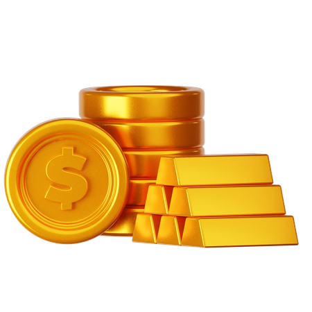금과 동전  3D Icon