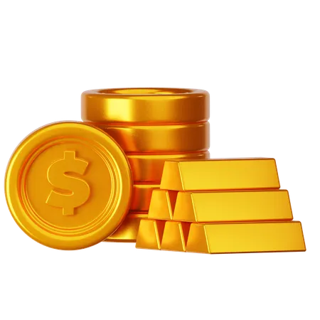 금과 동전  3D Icon