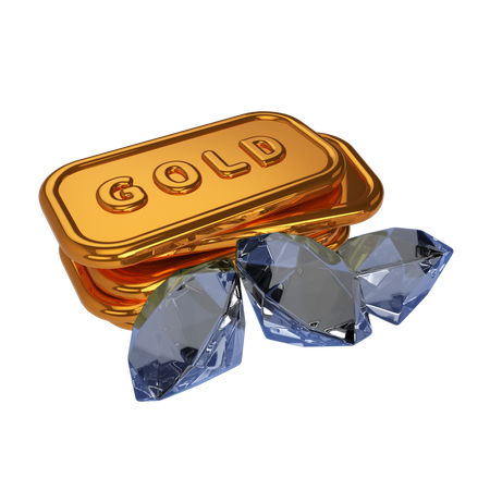 Gold And Diamond  3D Icon