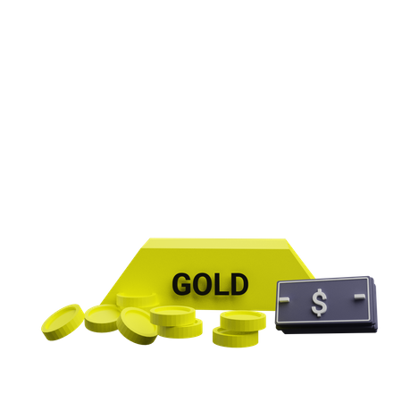 Gold and Money  3D Icon