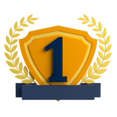 Gold Badge With Number 1 And Paddy  3D Icon